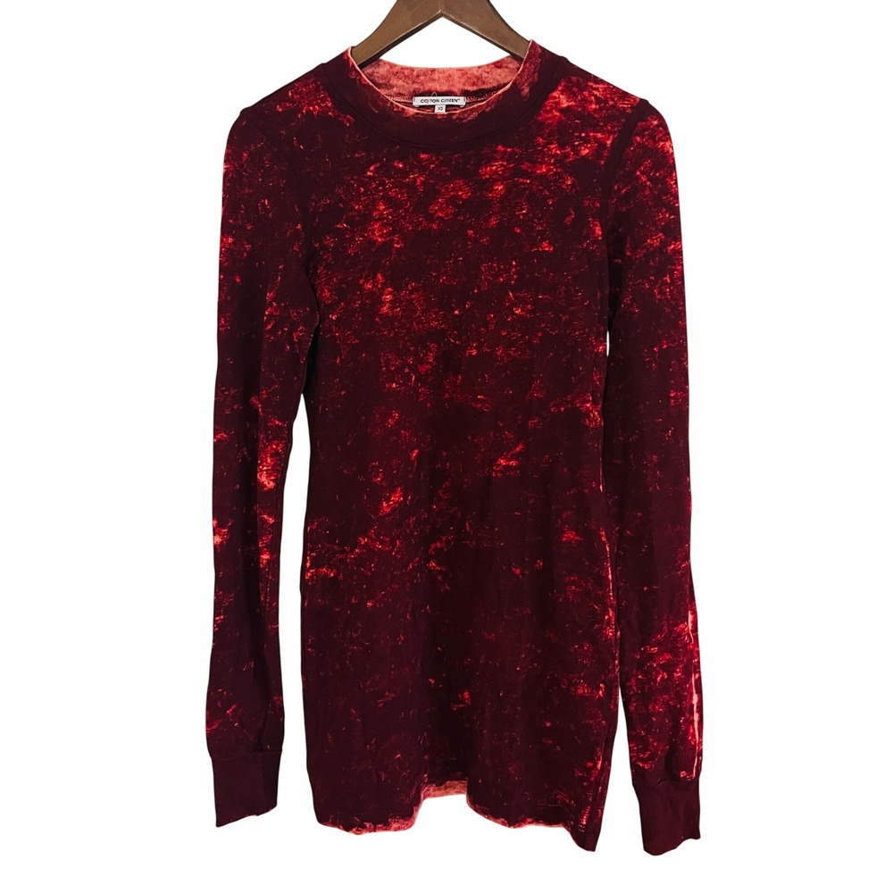 Cotton Citizen Y2K Grunge Streetwear Tokyo Acid Wash Distressed Top XS Red Punk